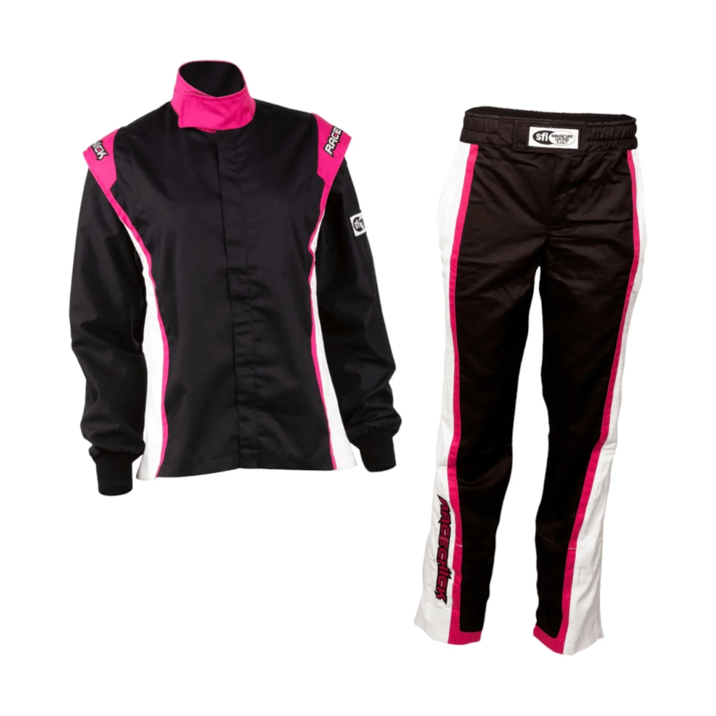 RACECHICK FIERCE TWO-PIECE WOMEN'S AUTO RACING SUIT SFI 3.2A/1 (BLACK/PINK) - Dash Racegear