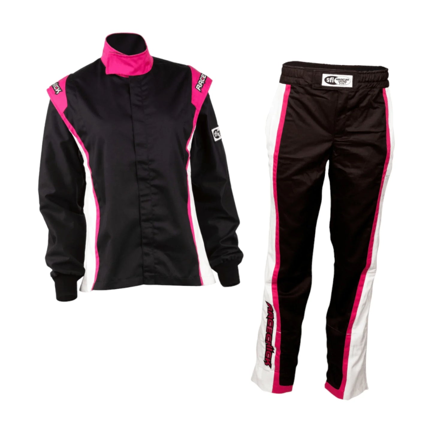 RACECHICK FIERCE TWO-PIECE WOMEN'S AUTO RACING SUIT SFI 3.2A/5 (BLACK/PINK) - Dash Racegear