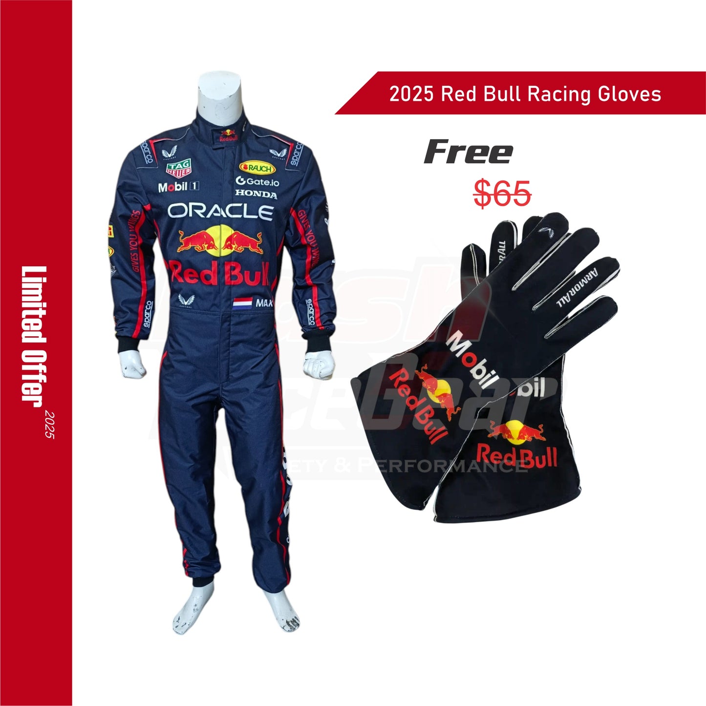 2025 Max Verstappen Red Bull Racing Race Suit With Free Gift - Dash Racegear