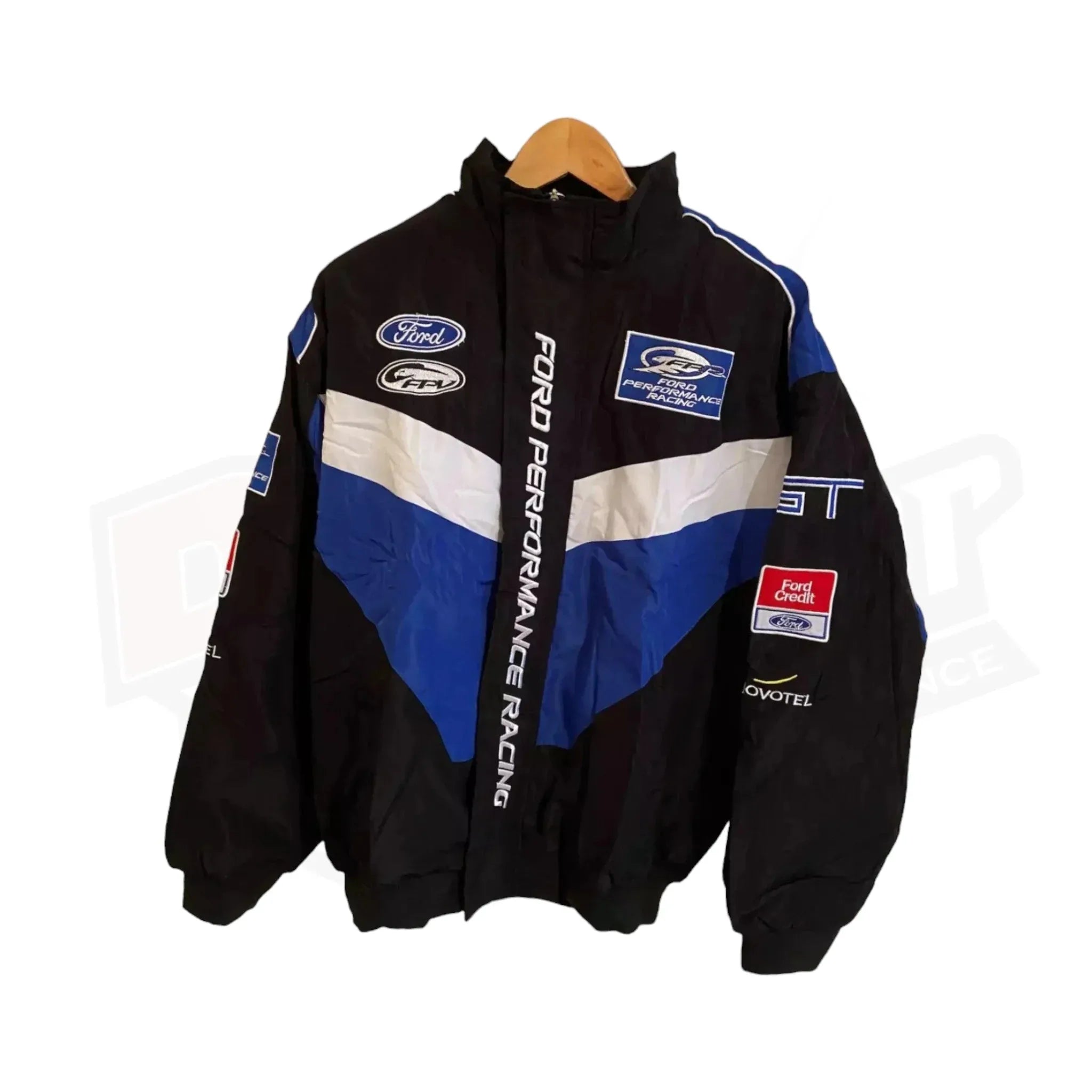 Vintage Navy Blue Ford Performance Racing Bomber Jacket Dash Racegear
