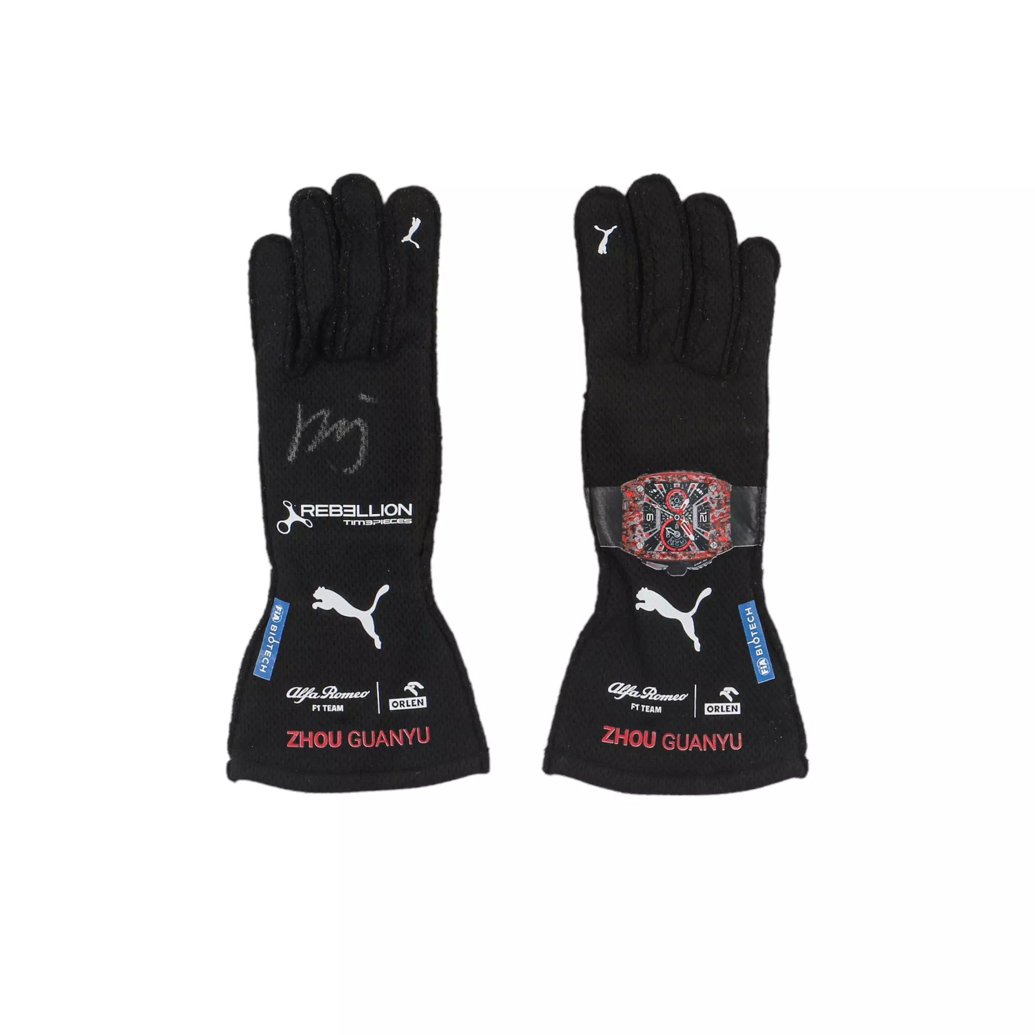 2023 Zhou Guanyu Replica Alfa Romeo F1 Race Gloves - Dash Racegear 
