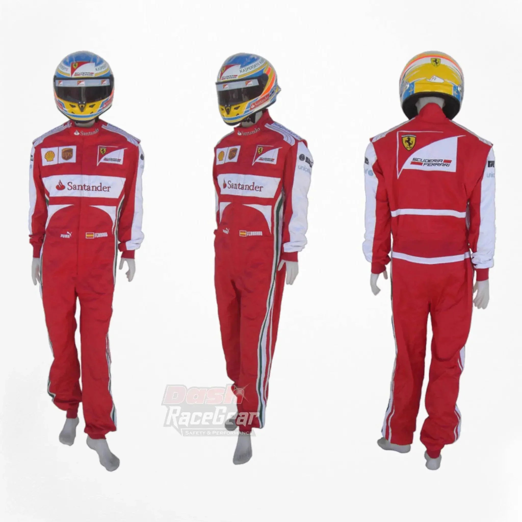 2013 Fernando Alonso Ferrari F1 Embroidered Racing Suit DASH RACEGEAR