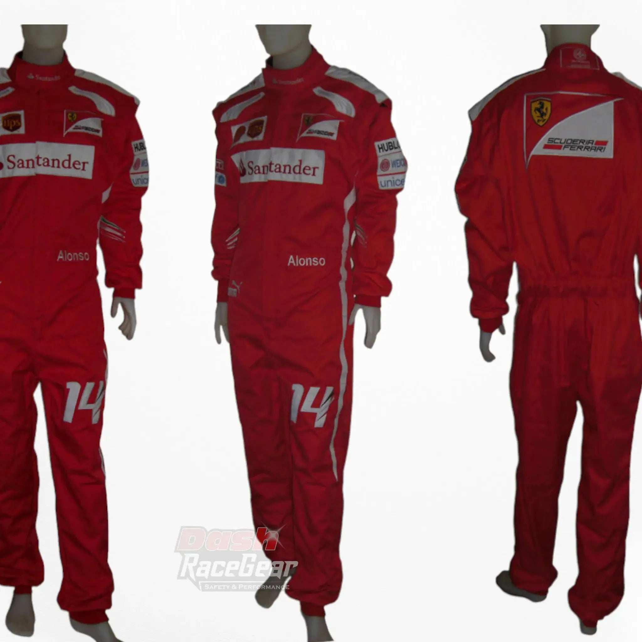 2014 Fernando Alonso Ferrari F1 Embroidered Racing Suit - Dash Racewear