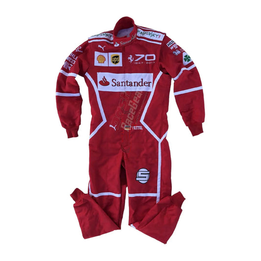 2017 Sebastian Vettel Ferrari 70th Anniversary F1 Embroidered Racing Suit -Monza GP - Dash Racegear