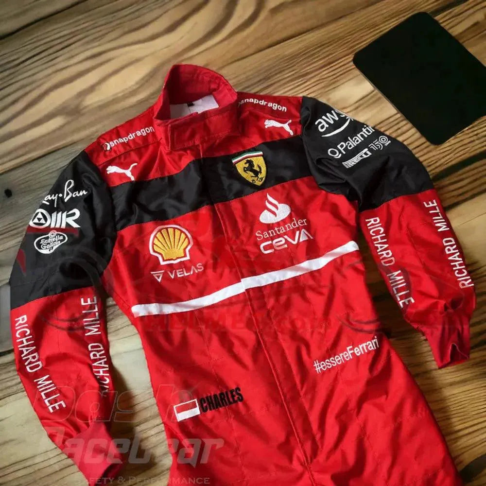 2022 Charles Leclerc Ferrari Embroidered F1 Racing Suit - Dash Racewear