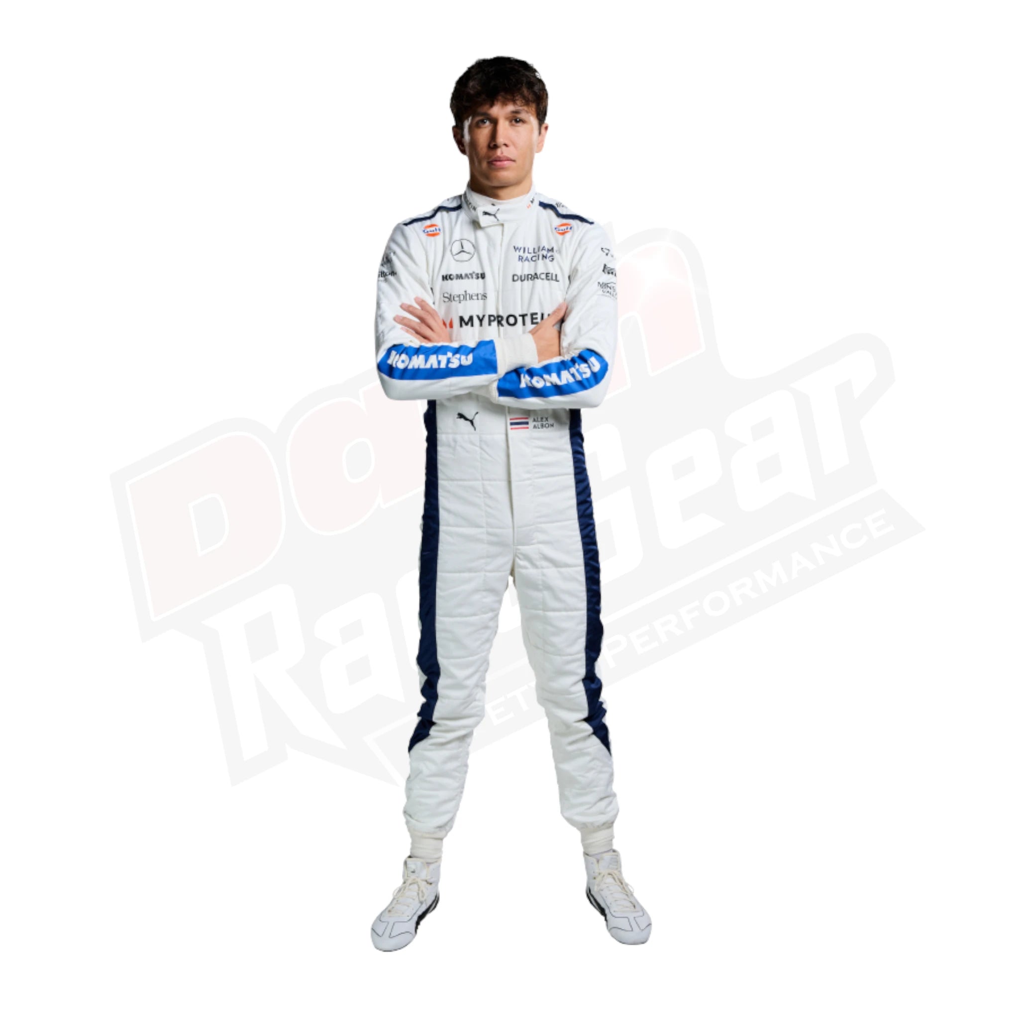 Traje de carrera del equipo Williams F1 de Alex Albon Logan Sargeant 2024