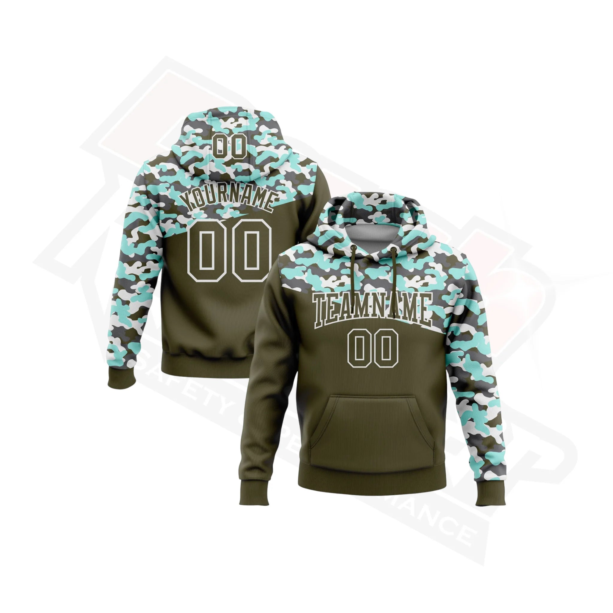 3D Camo Olive & Ice Blue-Steel Gray Salute to Service Hoodie