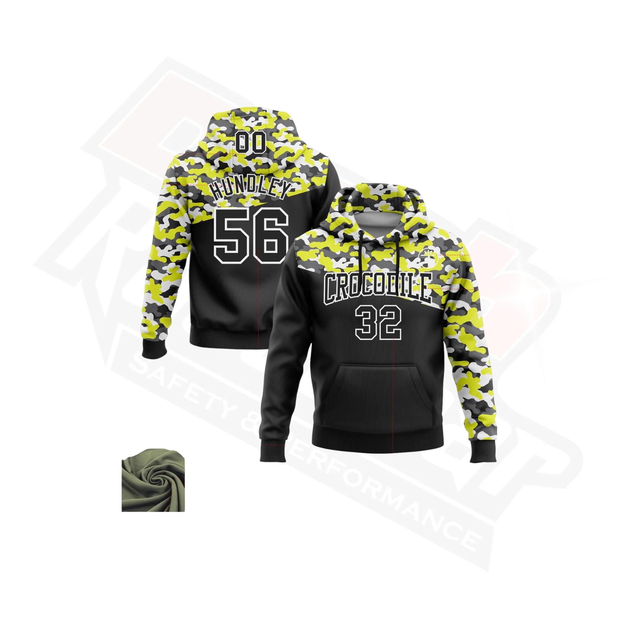 3D Sports Hoodie in Camo Black Neon Yellow & Steel Gray - Salute