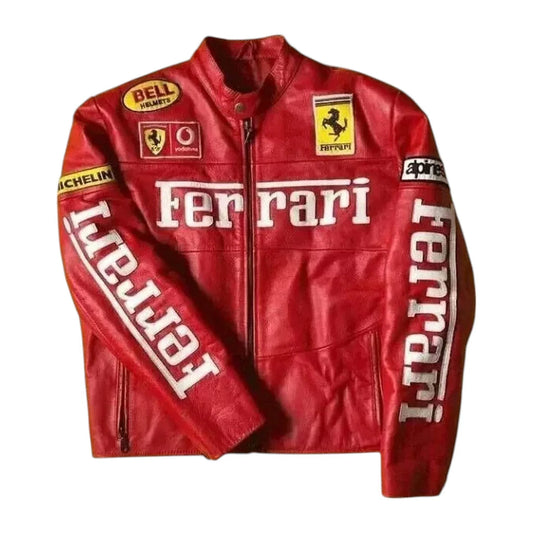 90s Ferrari F1 Real Leather Men Jacket - Dash Racegear
