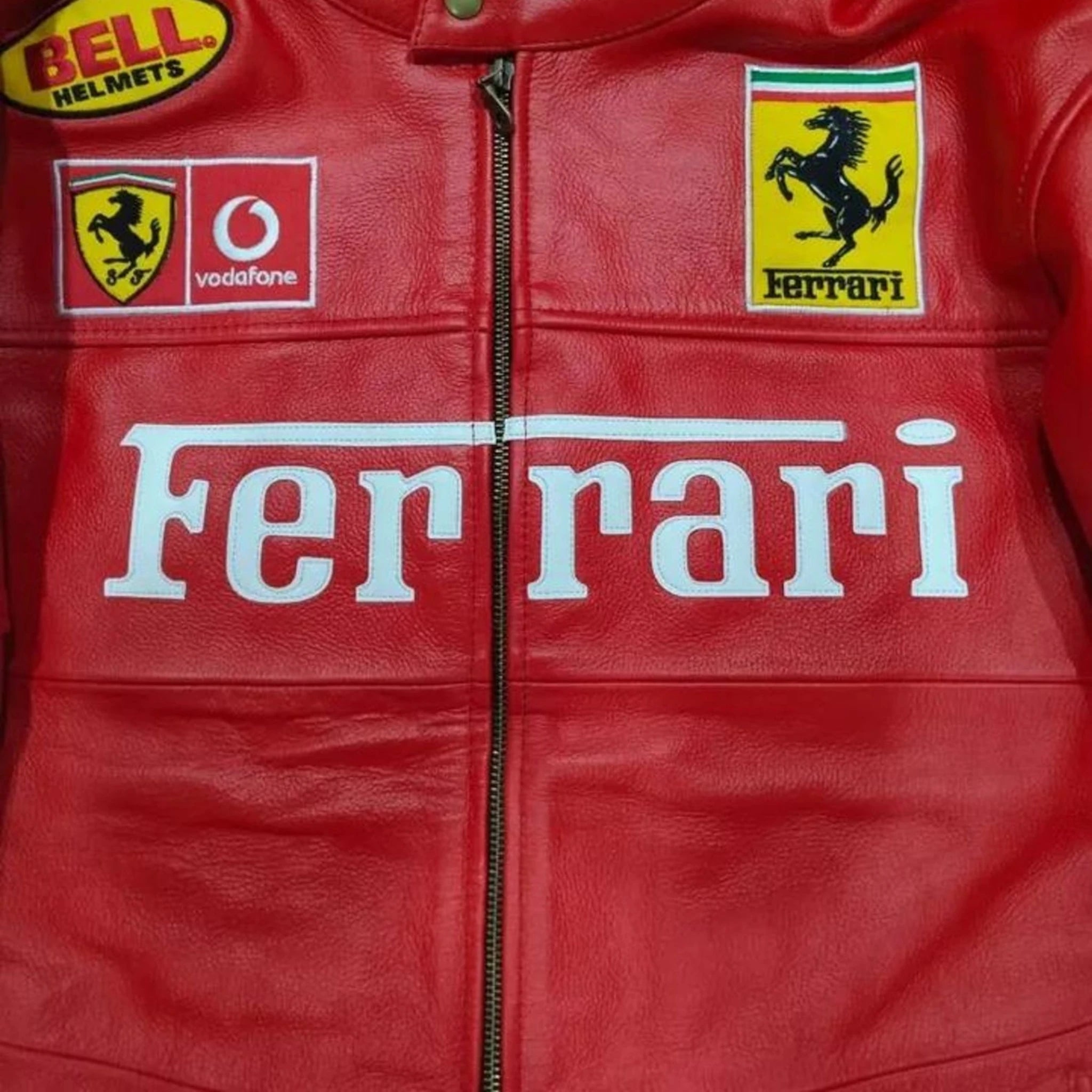 90s Ferrari F1 Real Leather Men Jacket