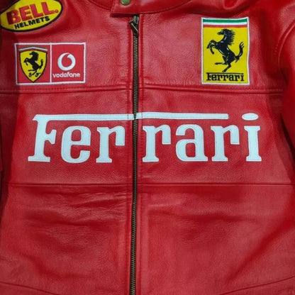 90s Ferrari F1 Real Leather Men Jacket - Dash Racegear