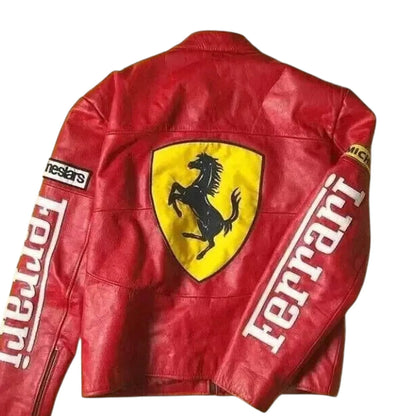 90s Ferrari F1 Real Leather Men Jacket - Dash Racegear