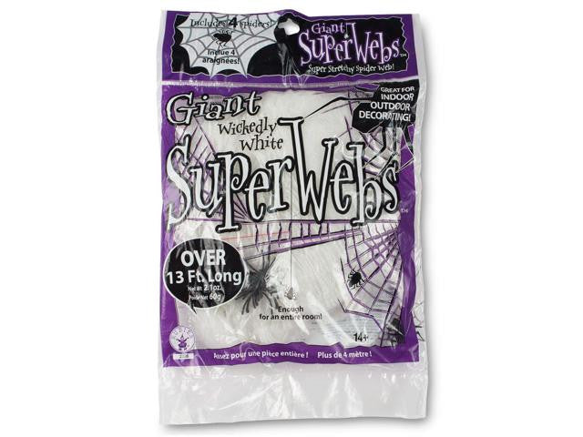 13' Jumbo White Spider Web with 4 Spiders