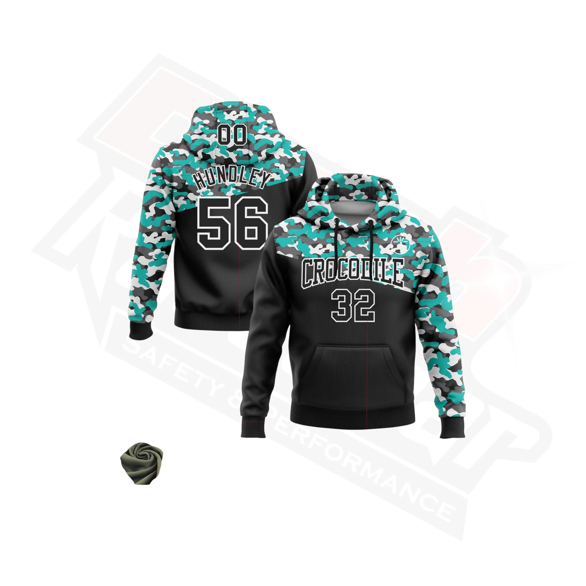 Black Aqua & Steel Gray Camo 3D Sports Hoodie - Salute to Service