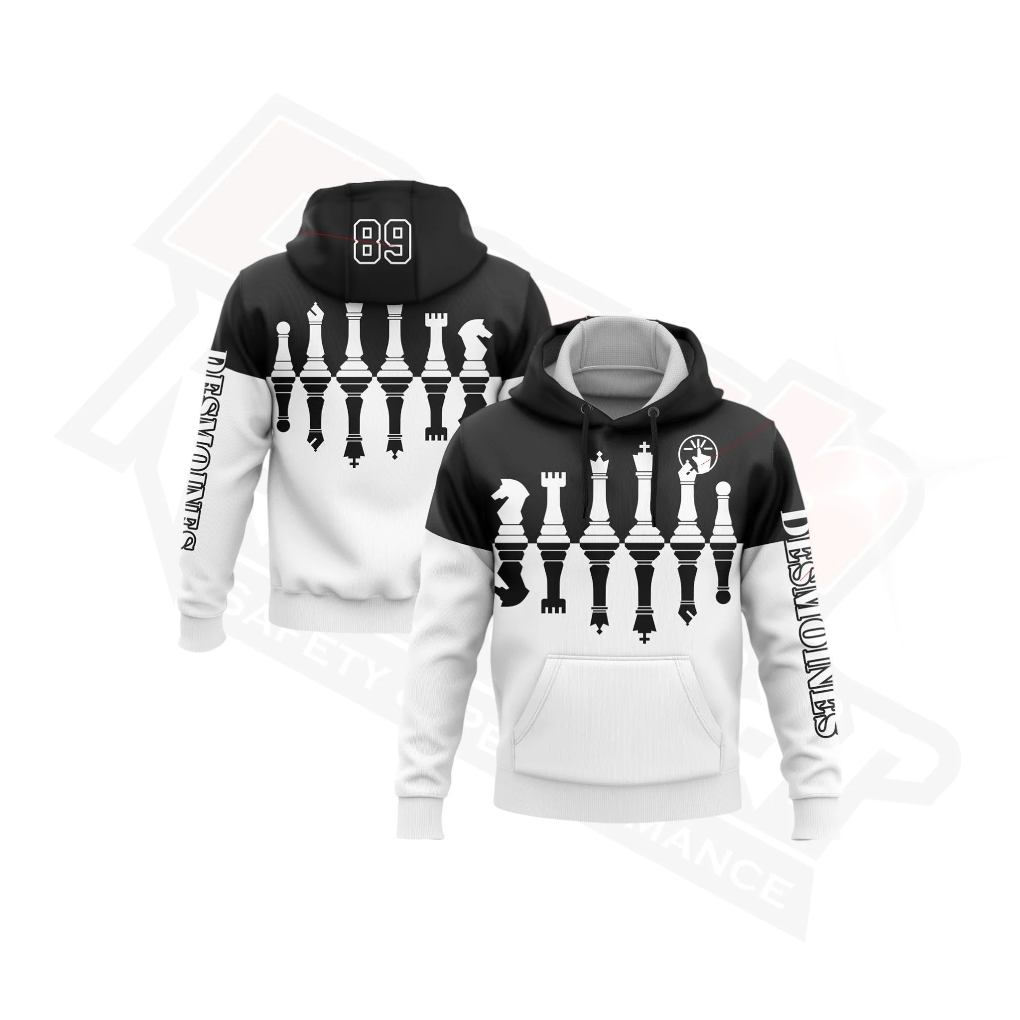 Black White 3D Chess Sports Hoodie - International Chess Day