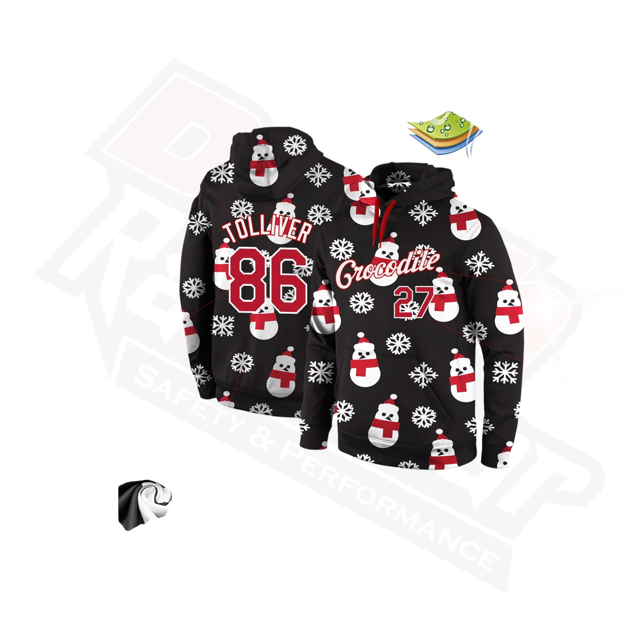 Black, Red & White 3D Christmas Sports Pullover Hoodie Design