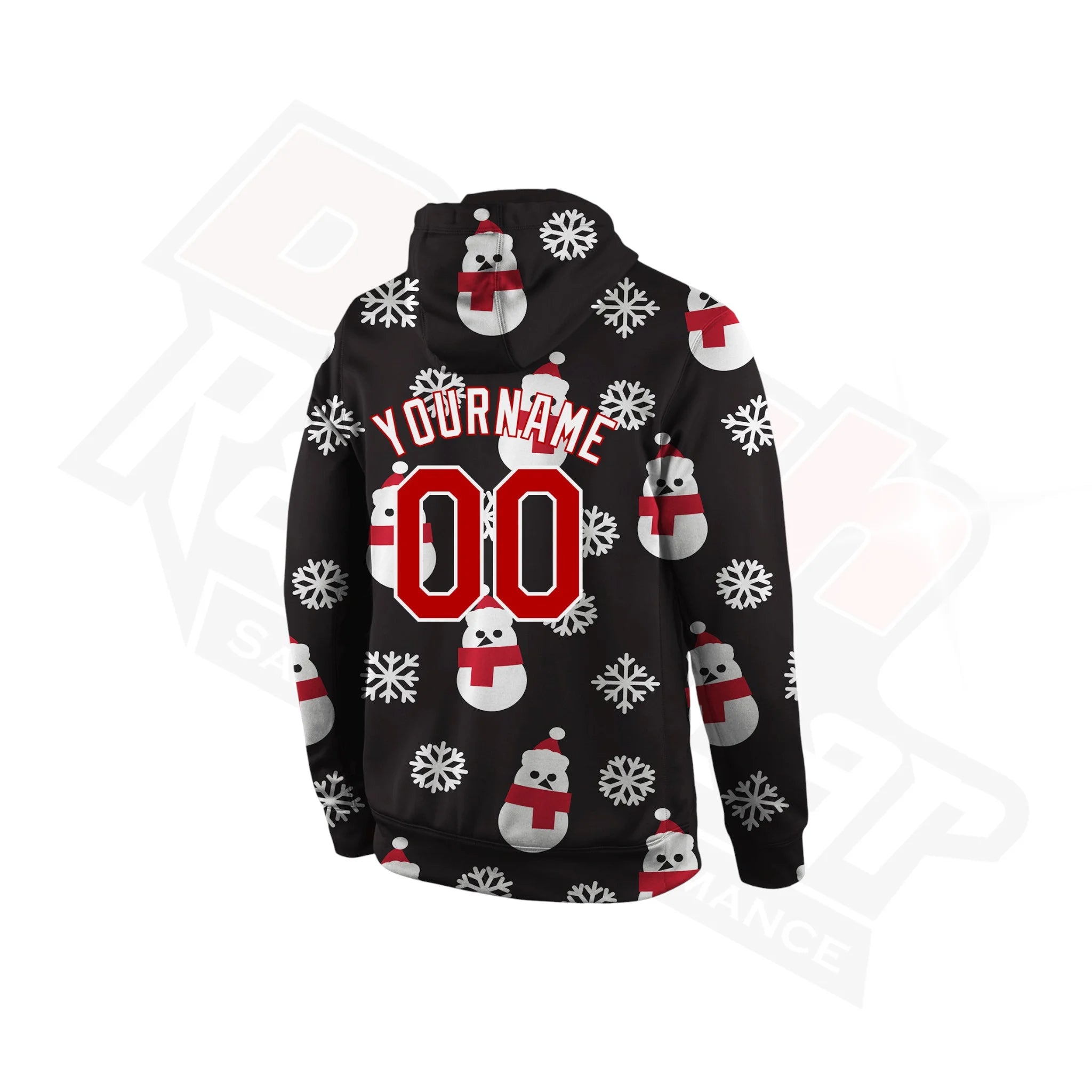 Black, Red & White 3D Christmas Sports Pullover Hoodie Design