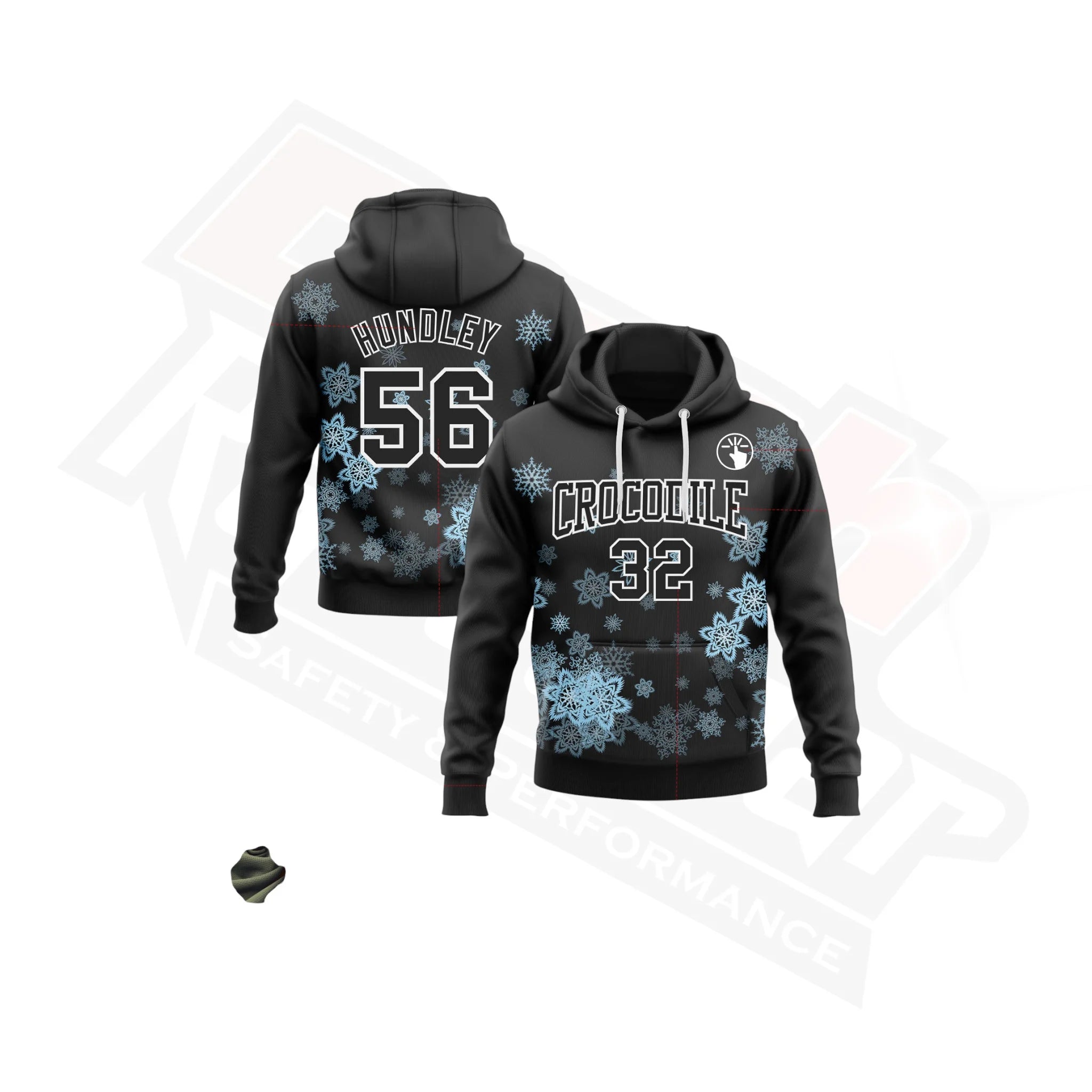 Black & White Christmas Snowflakes 3D Hoodie with Custom Stitching