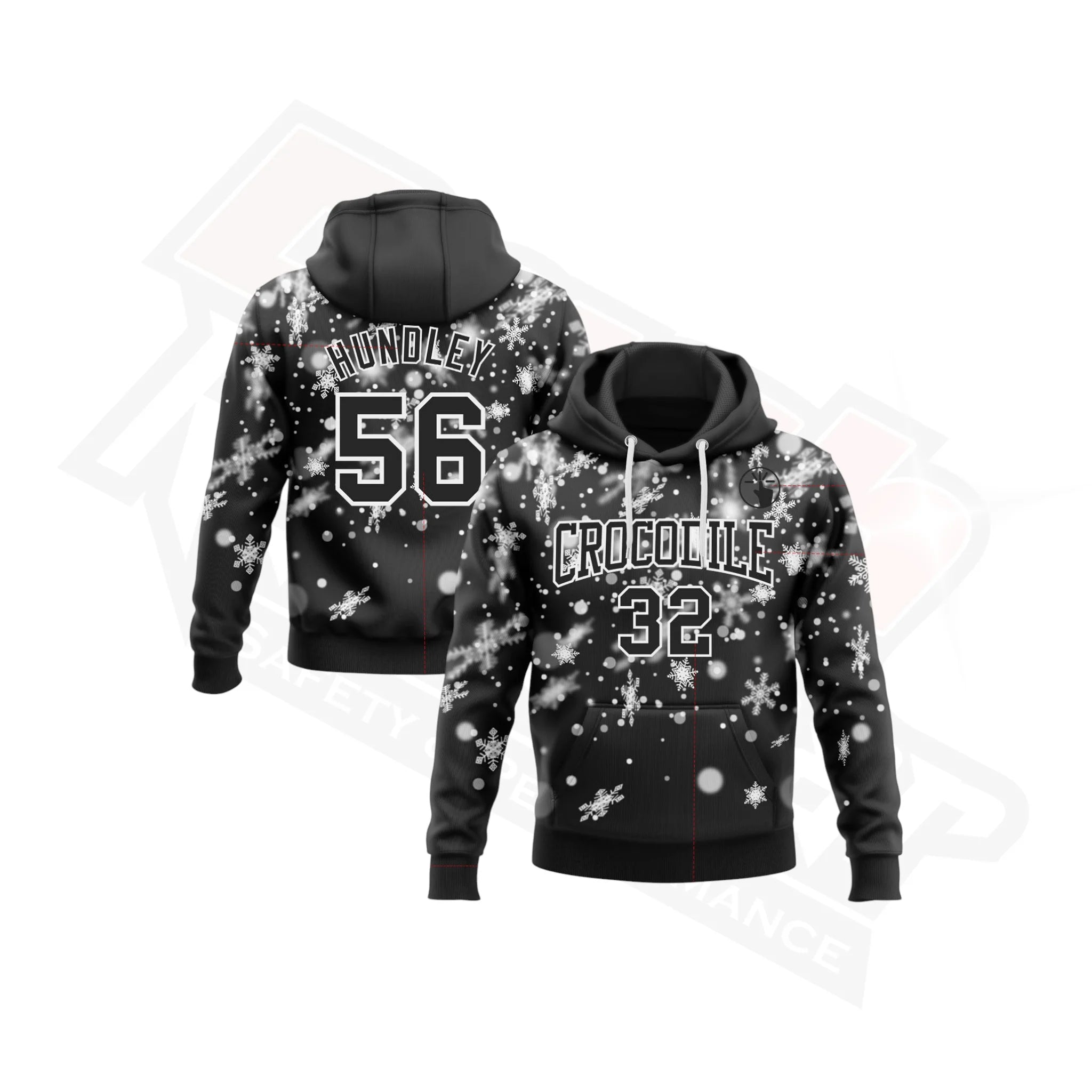 Black & White Christmas Snowflakes 3D Hoodie with Custom Stitching