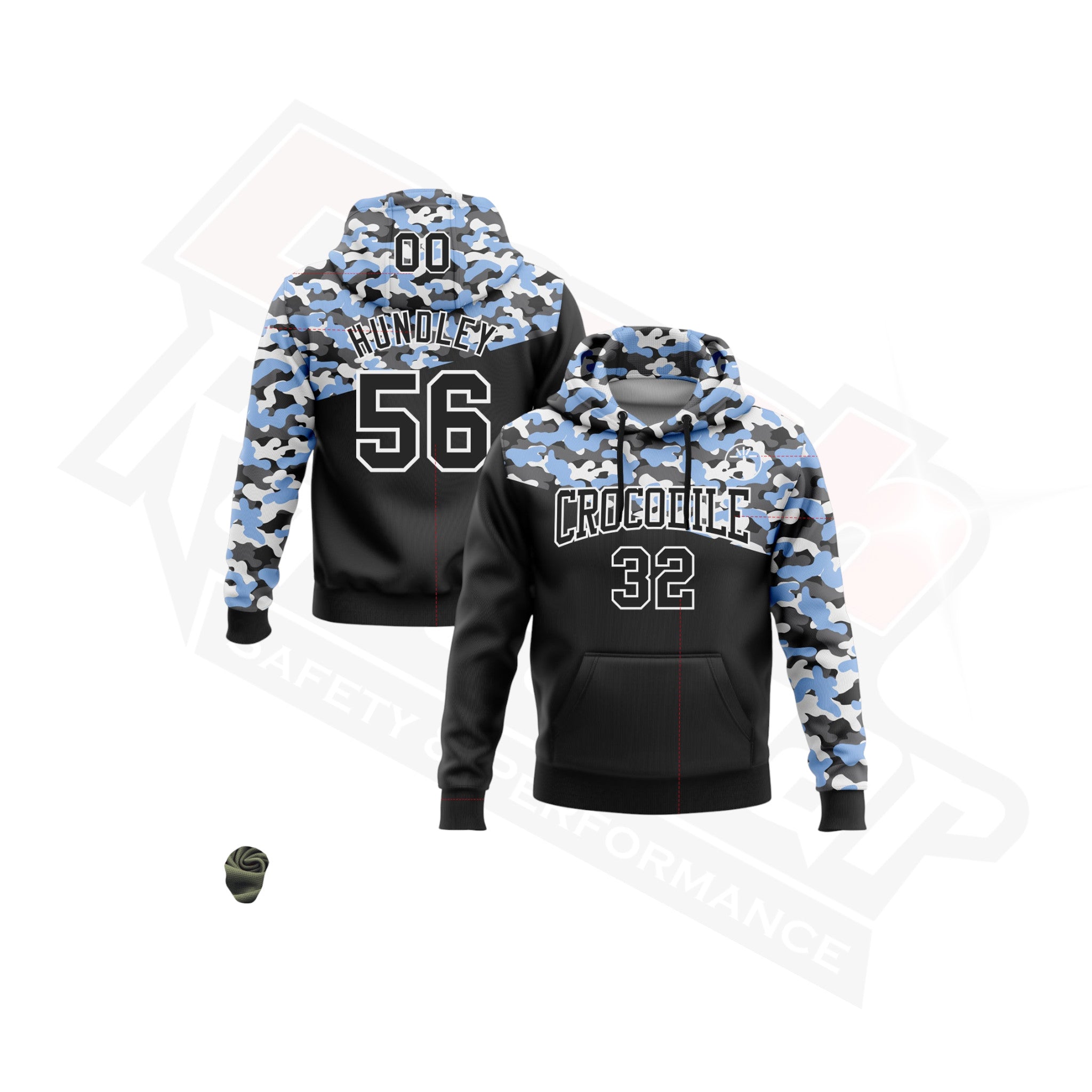 Camo Black Light Blue & Steel Gray 3D Sports Hoodie - Salute