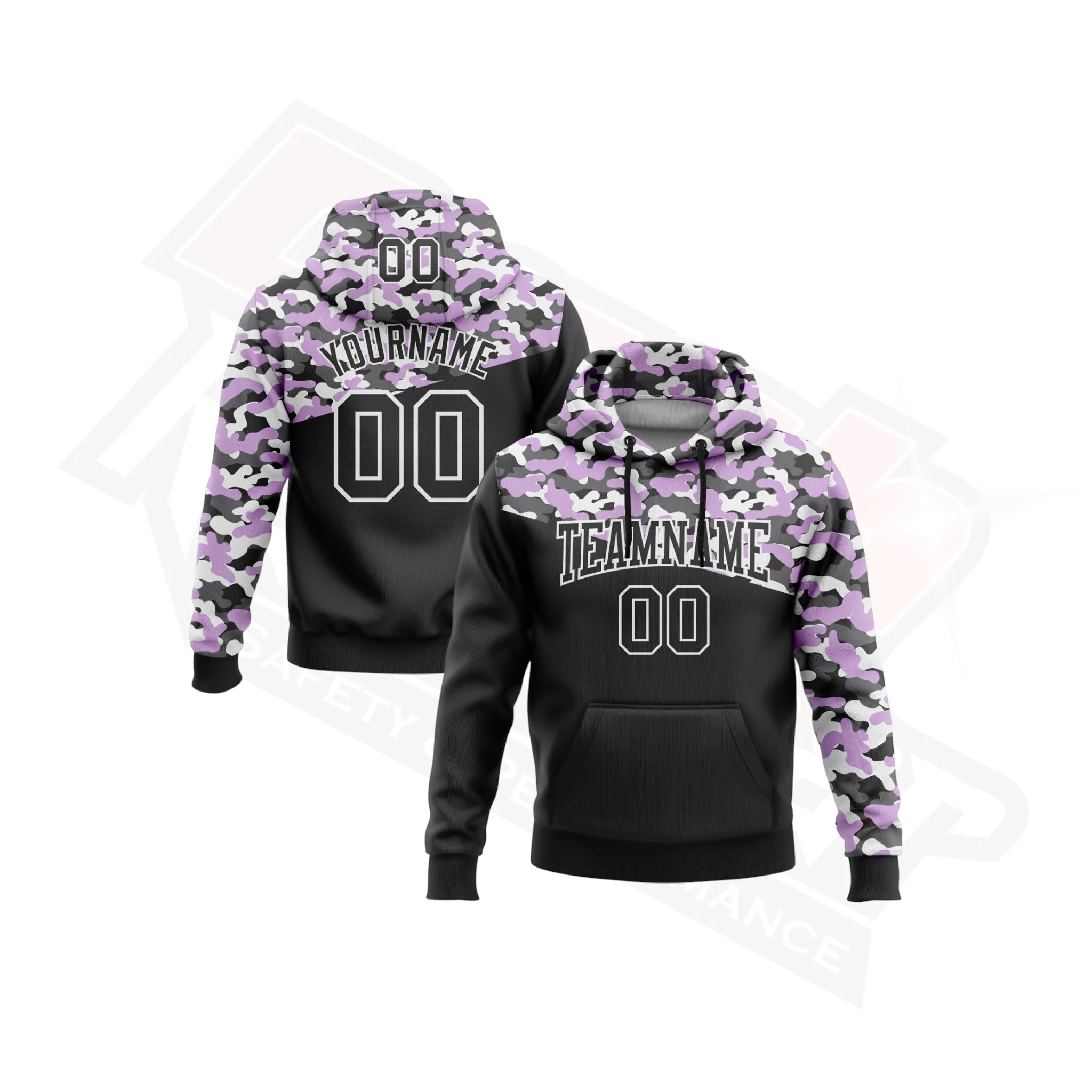 Camo Black Light Purple & Steel Gray 3D Sports Hoodie - Salute