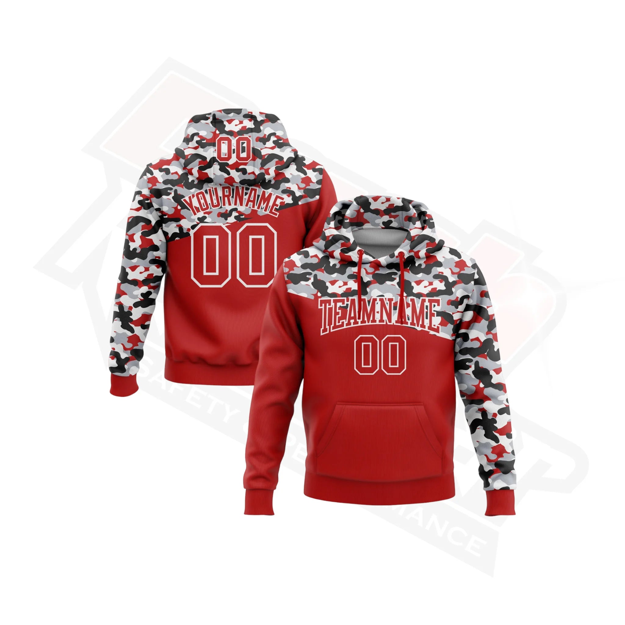 Camo Red Black & Gray 3D Sports Hoodie - Salute to Service