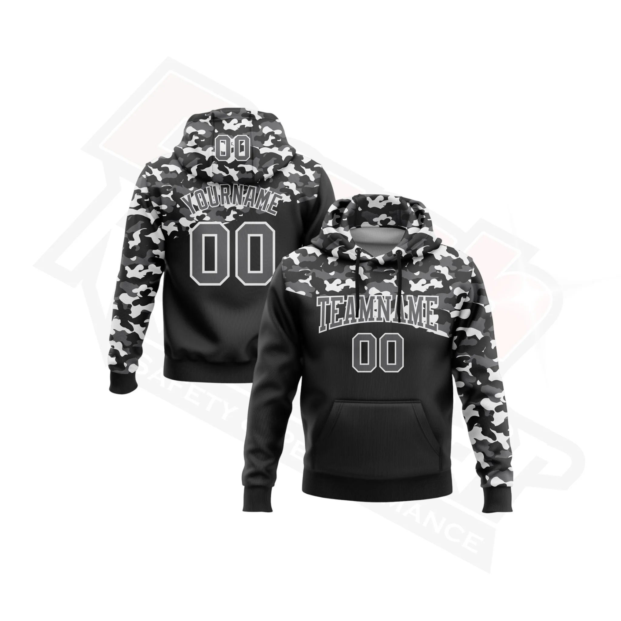 Camo Steel Gray & Black 3D Sports Hoodie - Salute to Service