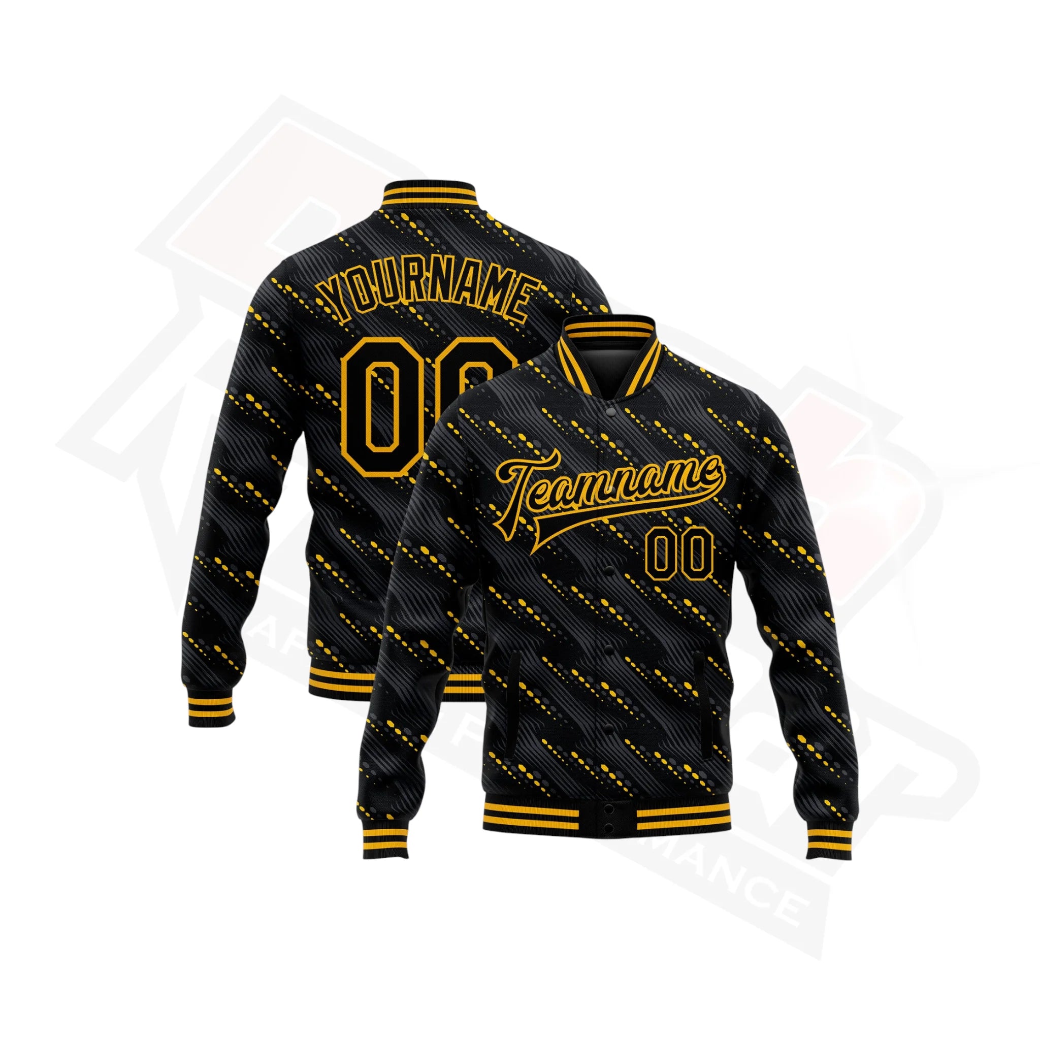 CustomBlack_Gold3DPatternBomberFull-SnapVarsityJacket_6.webp