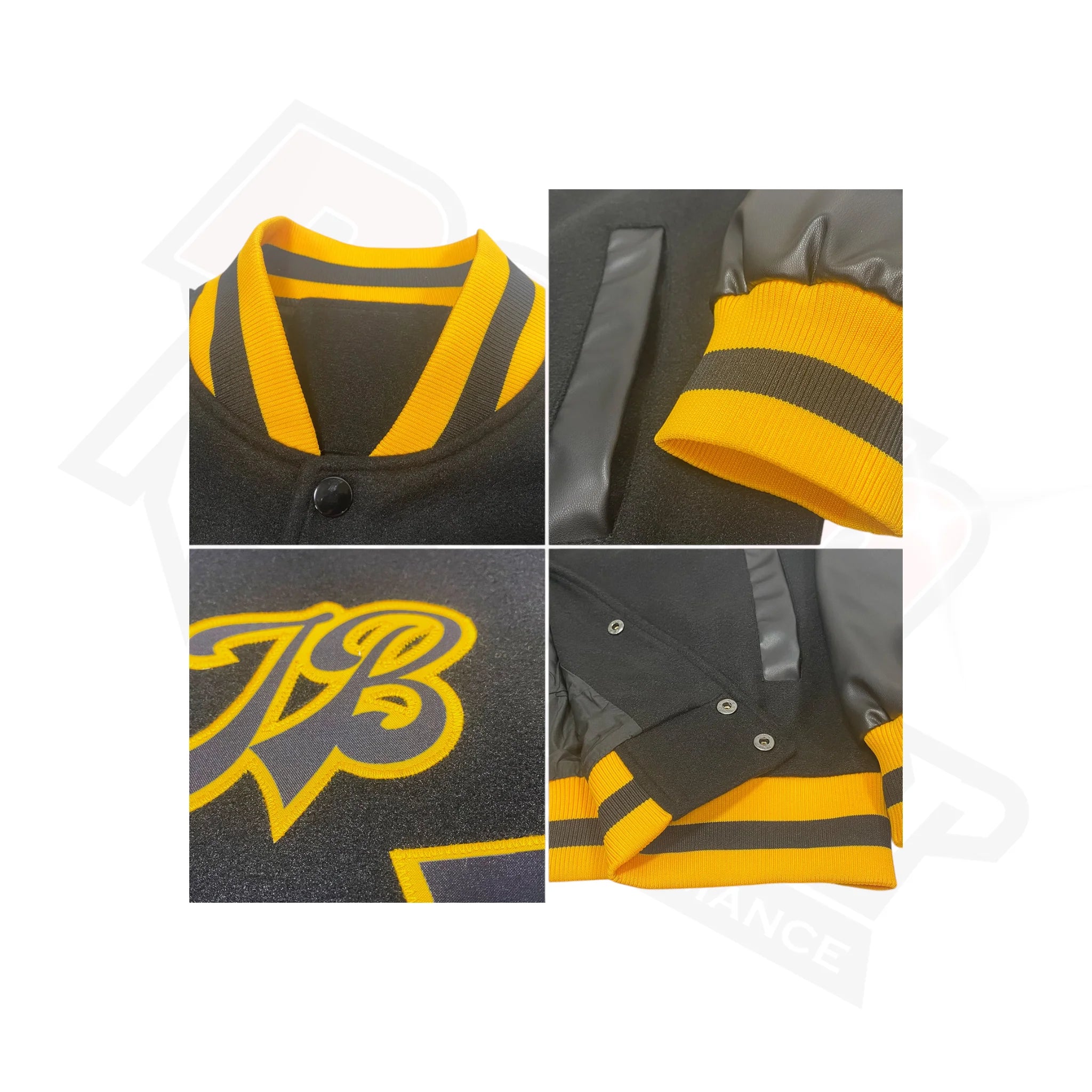 Custom Black & Gold Bomber Full-Snap Varsity Jacket