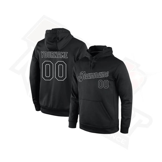 Custom Stitched Black & Gray Sports Pullover Hoodie - Dash Racegear
