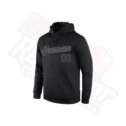 Custom Stitched Black & Gray Sports Pullover Hoodie - Dash Racegear