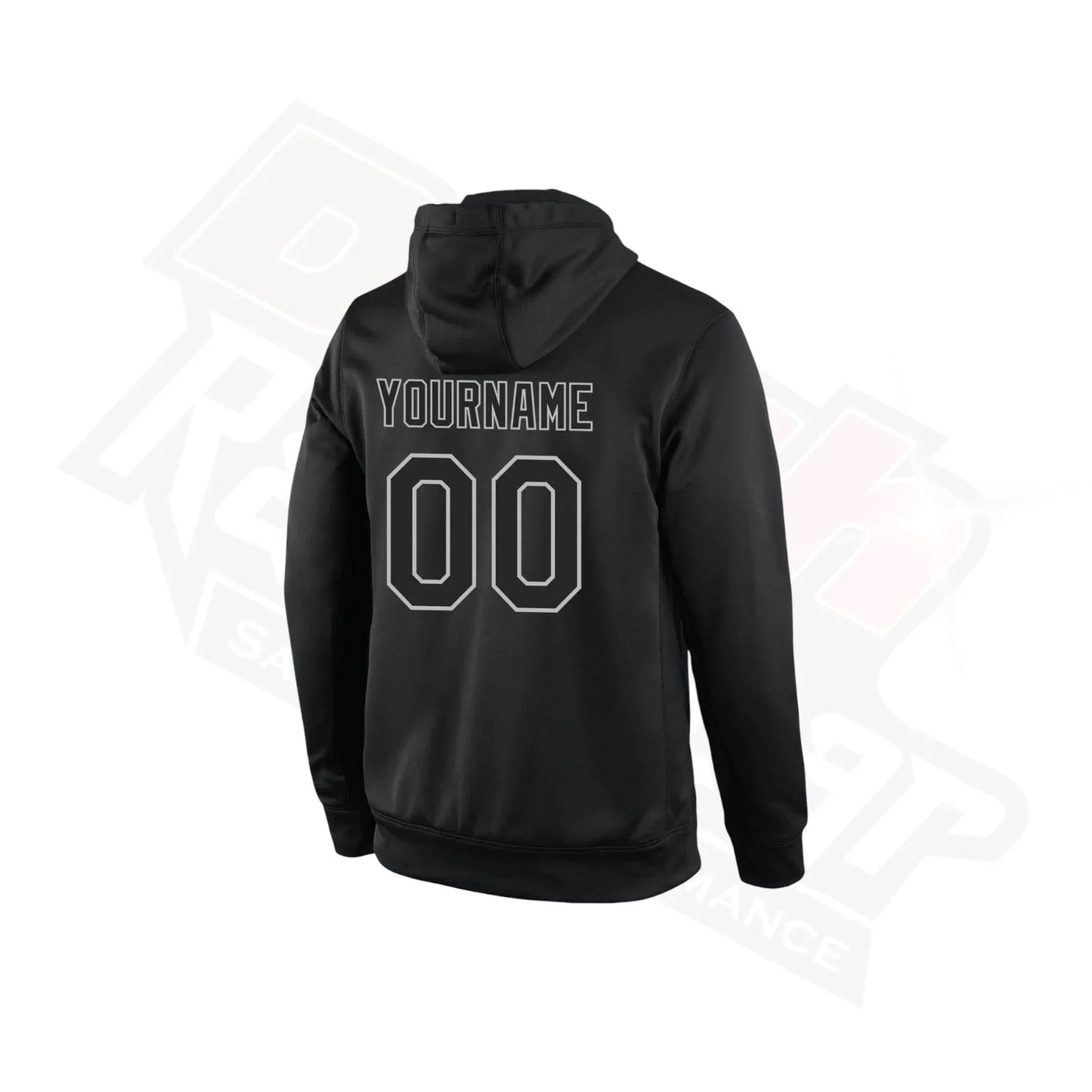 Custom Stitched Black & Gray Sports Pullover Hoodie - Dash Racegear