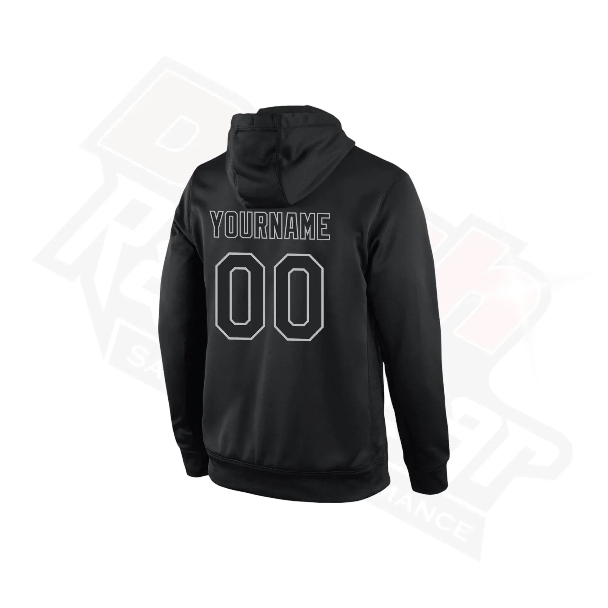 Custom Stitched Black & Gray Sports Pullover Hoodie - Dash Racegear