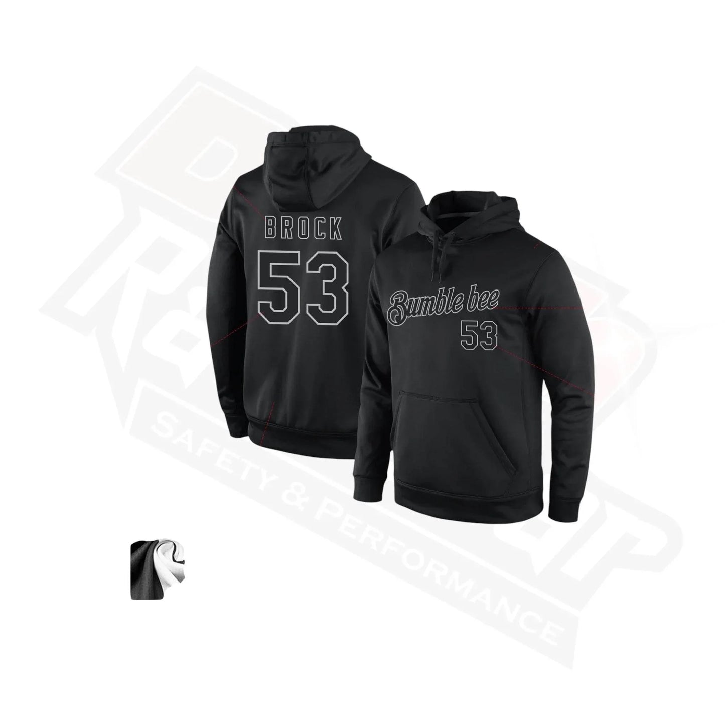 Custom Stitched Black & Gray Sports Pullover Hoodie - Dash Racegear