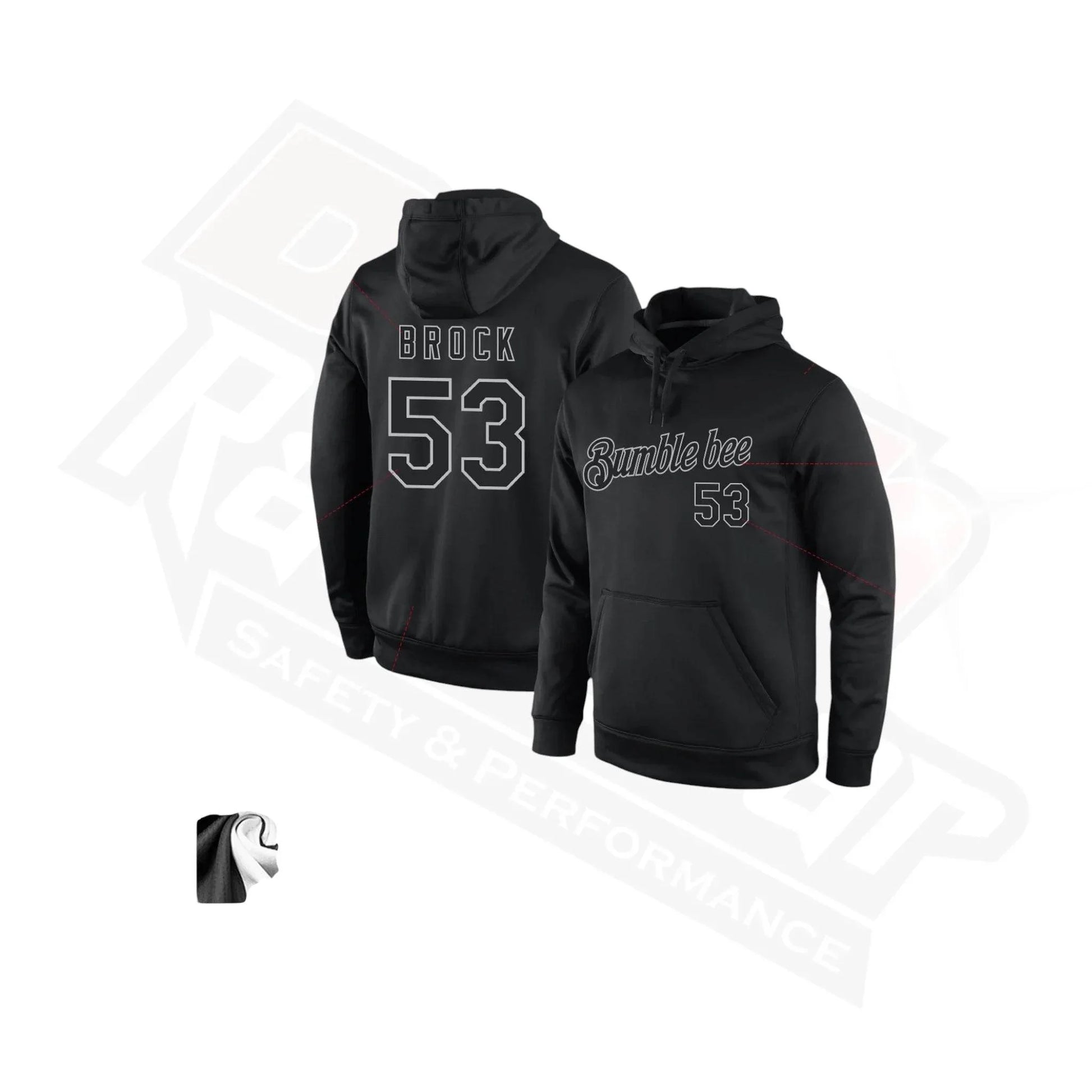 Custom Stitched Black & Gray Sports Pullover Hoodie - Dash Racegear