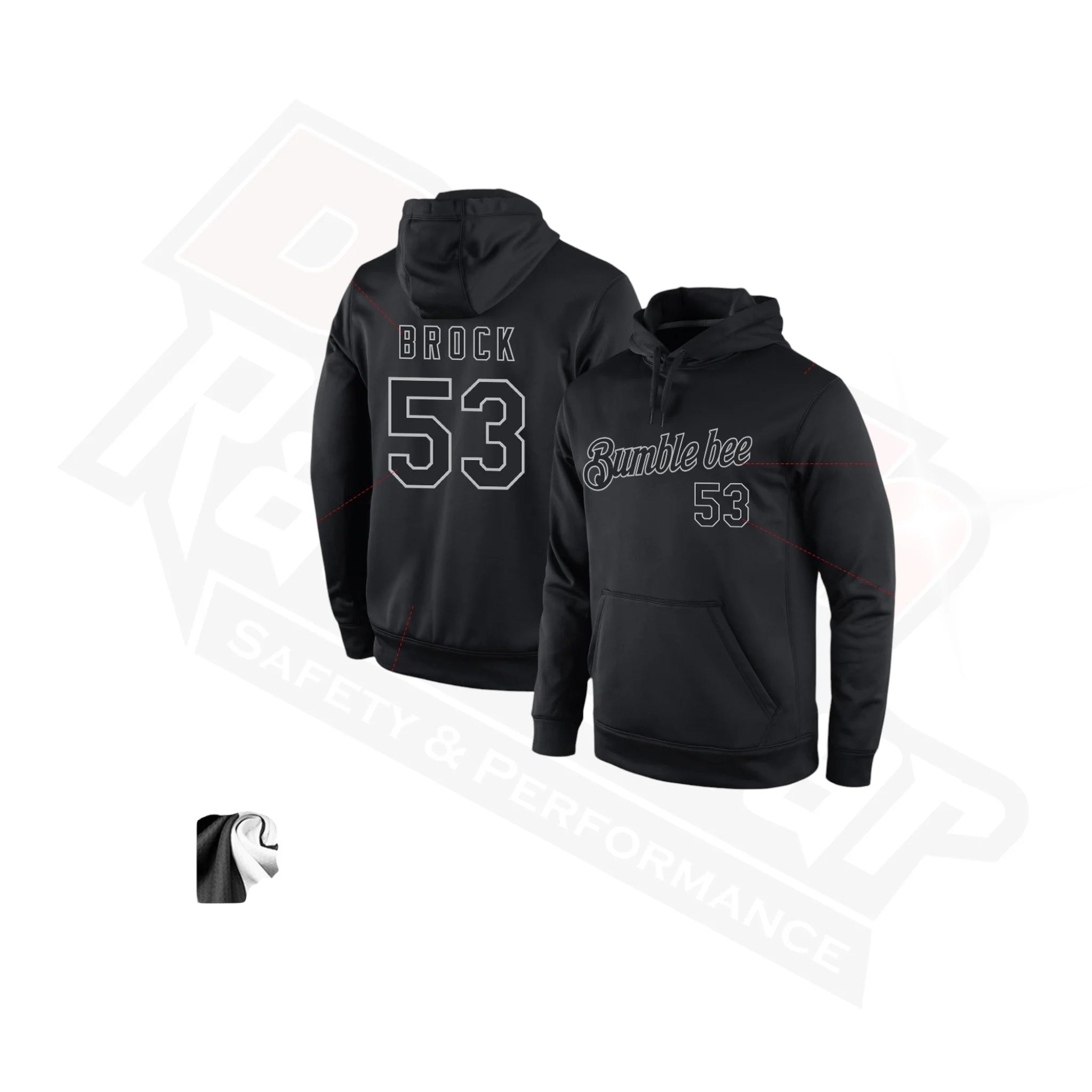 Custom Stitched Black & Gray Sports Pullover Hoodie