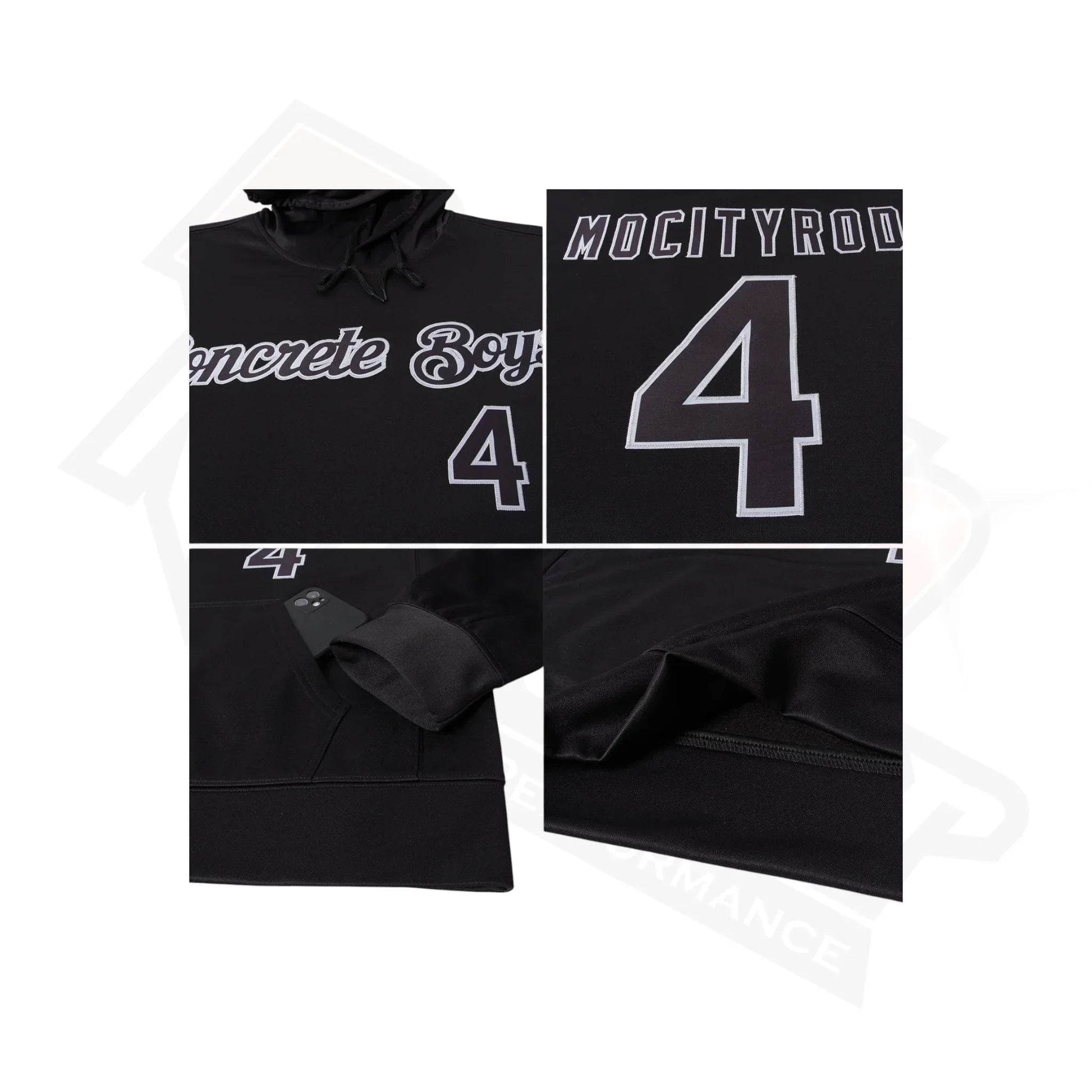Custom Stitched Black & Gray Sports Pullover Hoodie - Dash Racegear