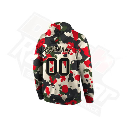 Custom Stitched Camo Black & Cream Sports Hoodie - Dash Racegear