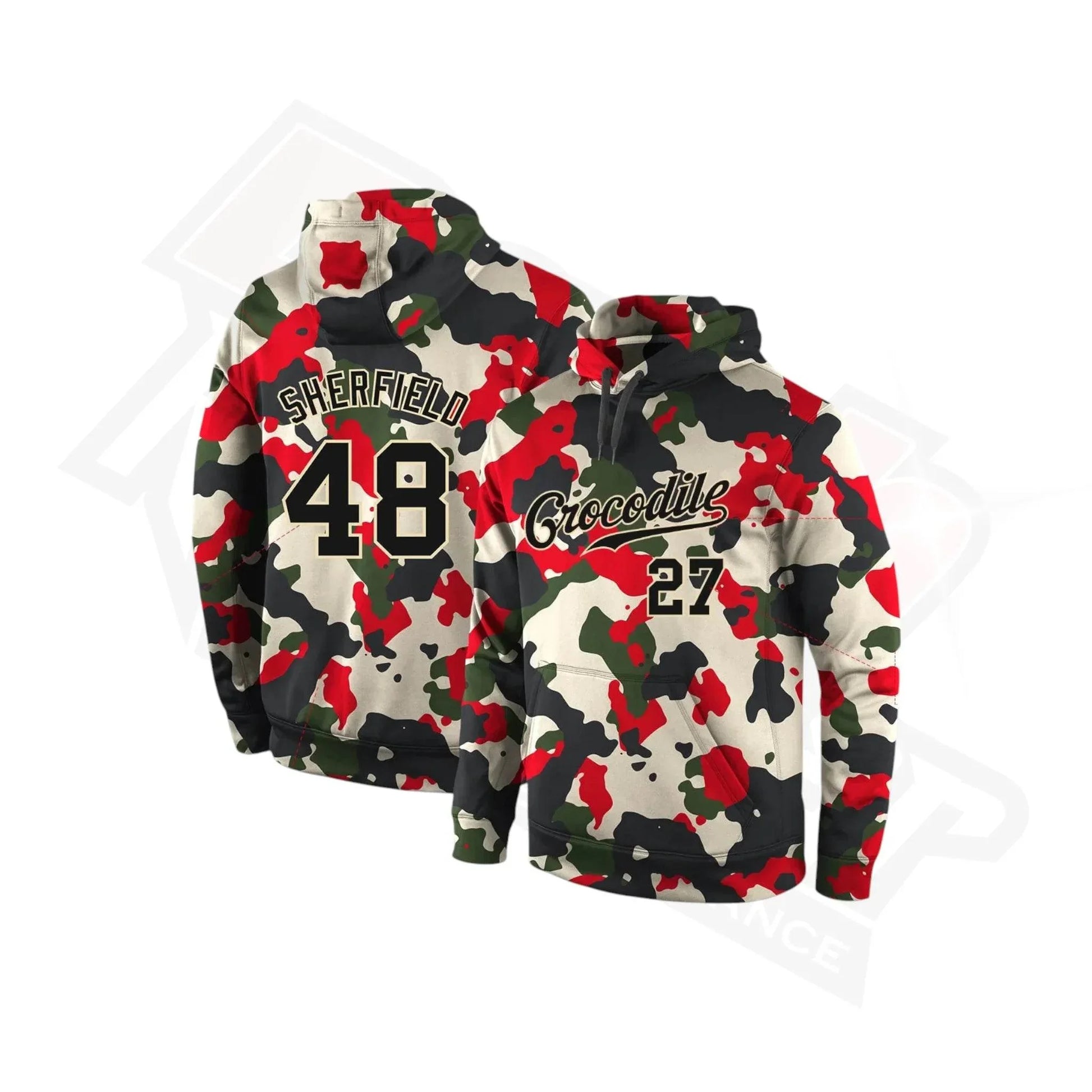 Custom Stitched Camo Black & Cream Sports Hoodie - Dash Racegear