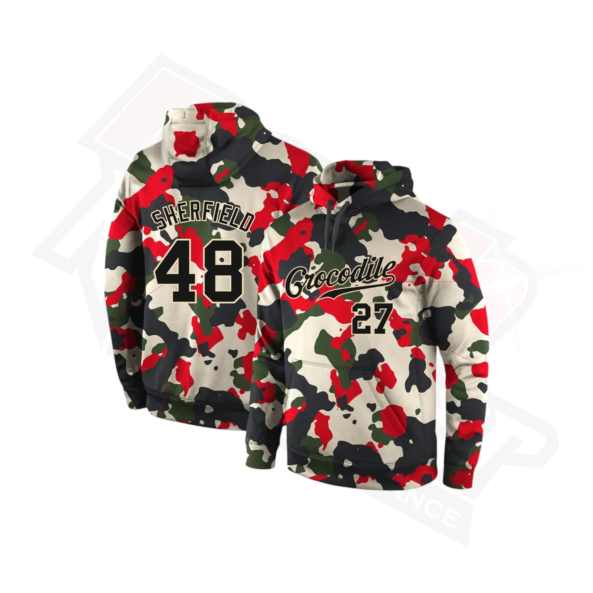 Custom Stitched Camo Black & Cream Sports Hoodie