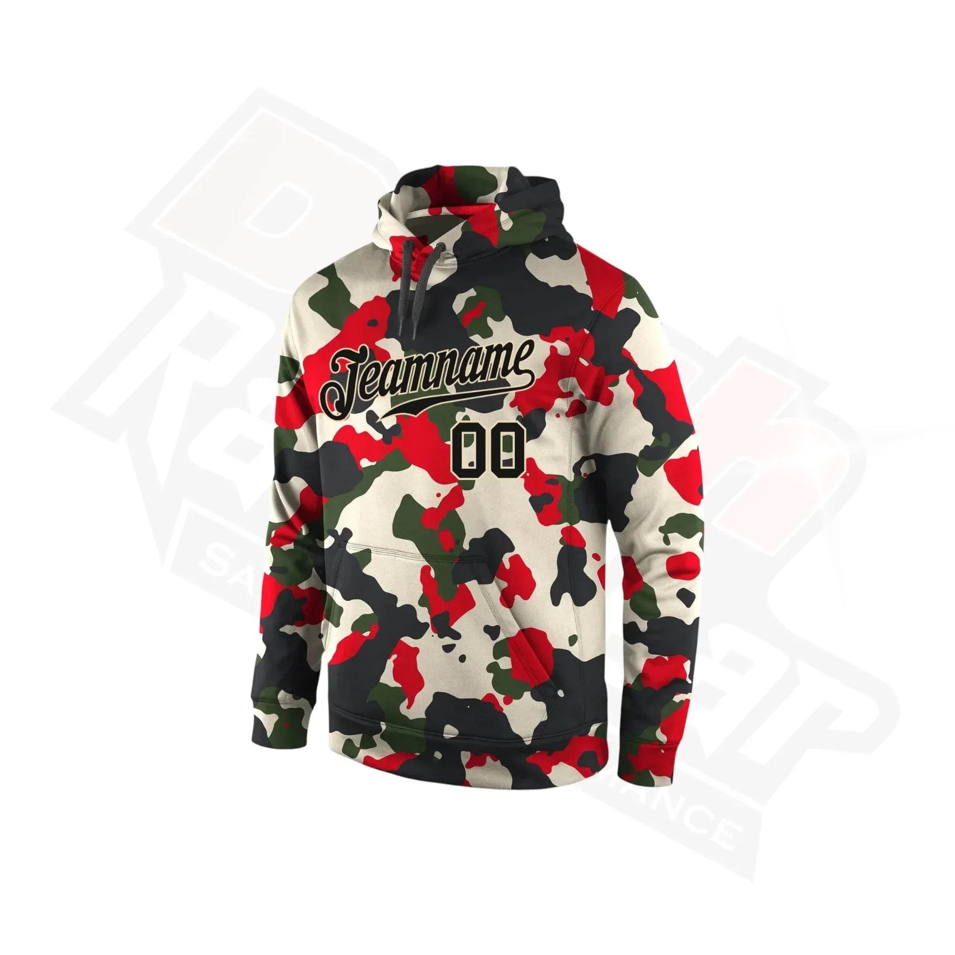 Custom Stitched Camo Black & Cream Sports Hoodie - Dash Racegear