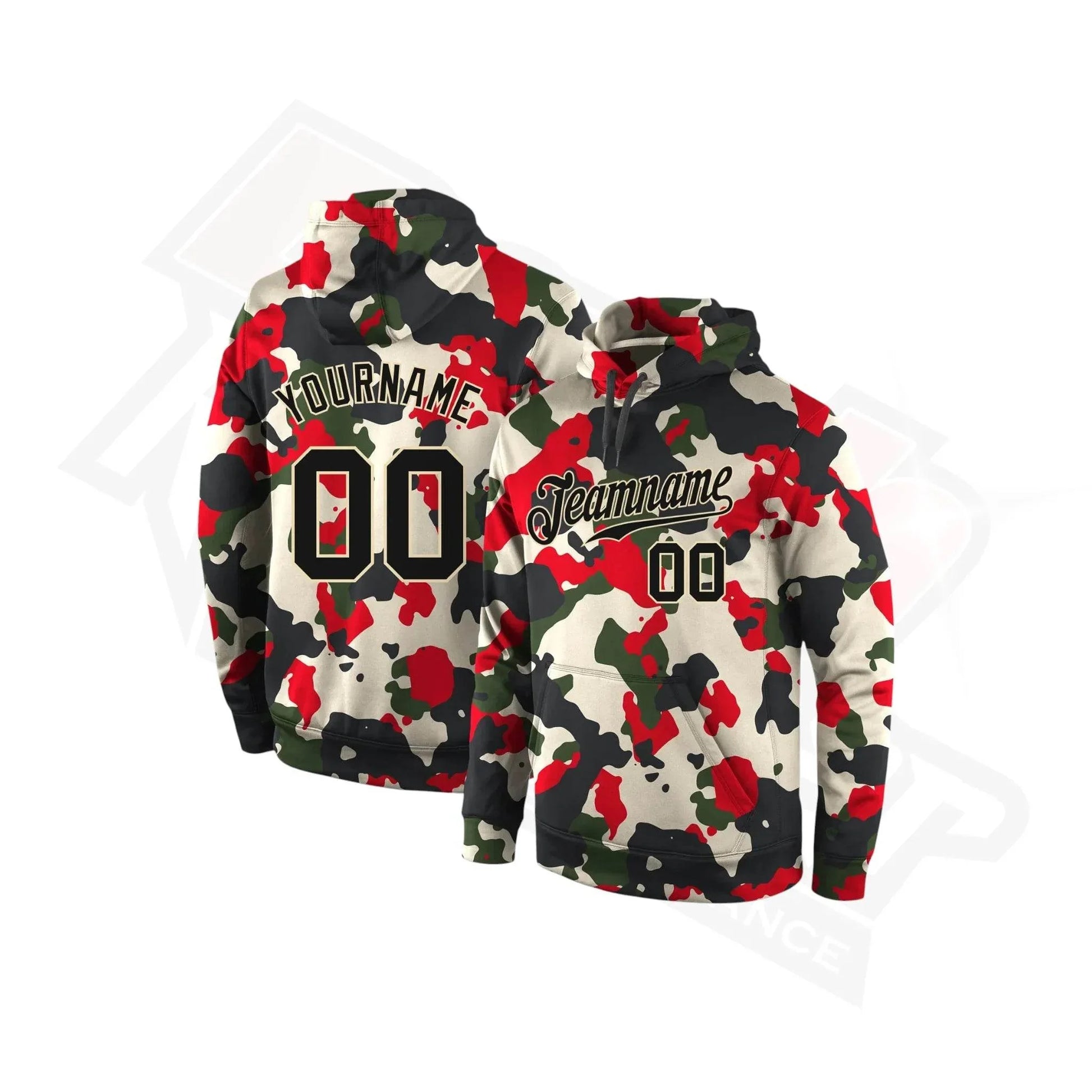 Custom Stitched Camo Black & Cream Sports Hoodie - Dash Racegear