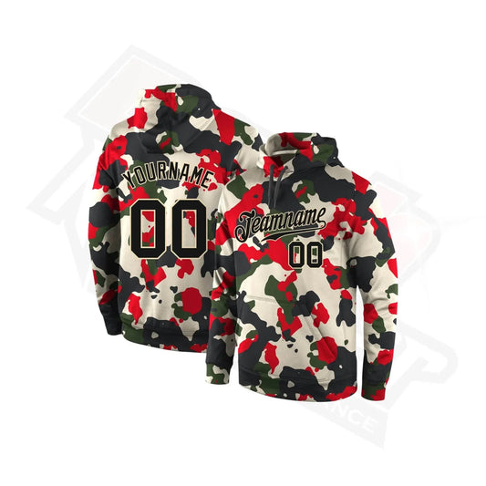 Custom Stitched Camo Black & Cream Sports Hoodie - Dash Racegear
