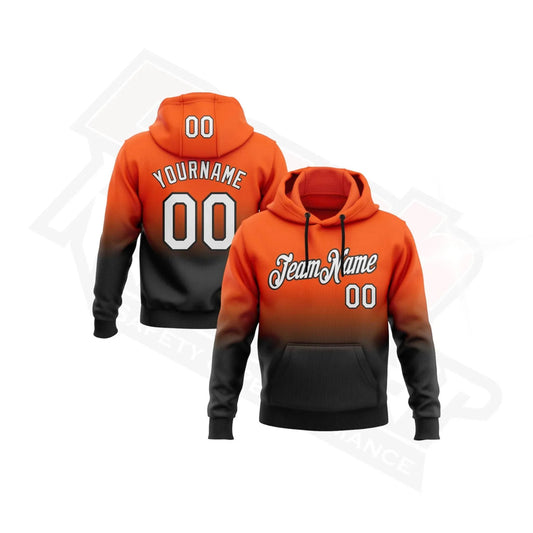 Custom Stitched Orange, White & Black Fade Sports Hoodie - Dash Racegear
