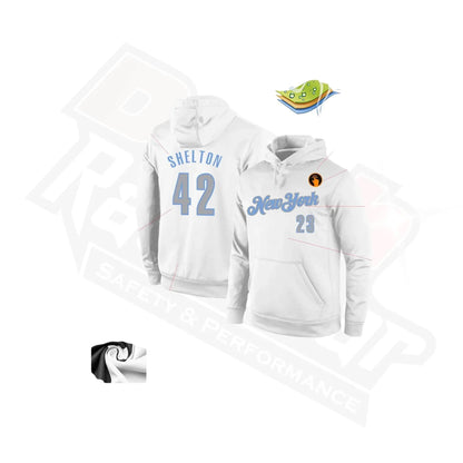 Custom Stitched White & Gray Light Blue Sports Hoodie - Dash Racegear