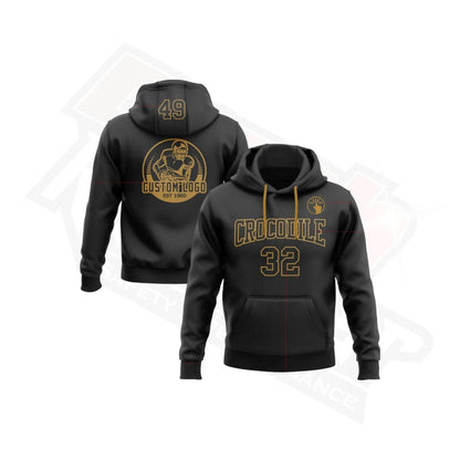 Custom Stitched Black & Old Gold Football Pullover Hoodie - Dash Racegear