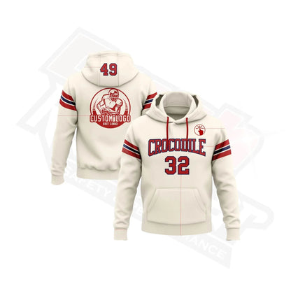 Custom Stitched Cream, Red & Navy Football Pullover Hoodie - Dash Racegear