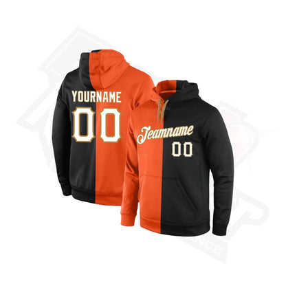 Custom Stitched Orange, White & Black Split Sports Hoodie - Dash Racegear