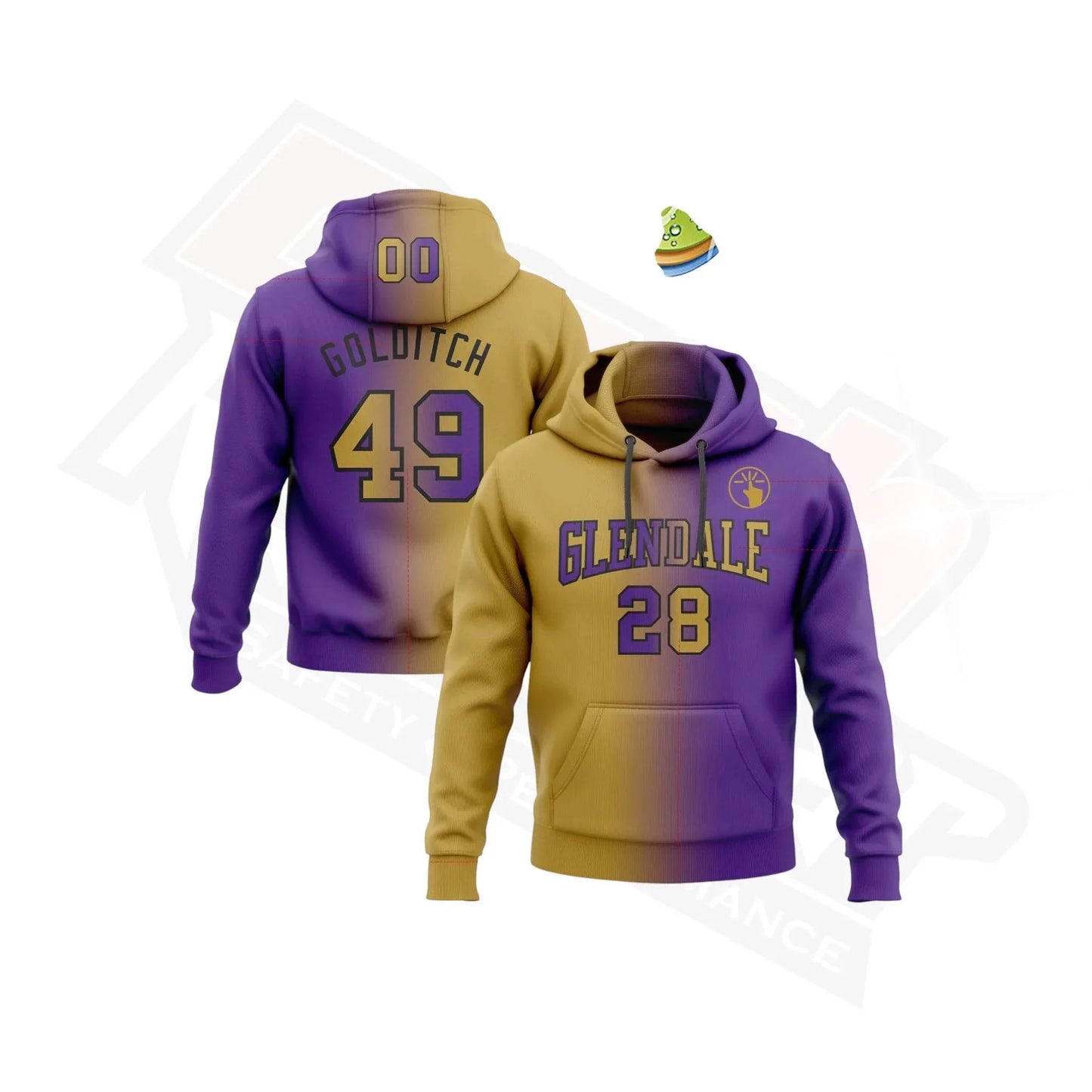 Custom Stitched Purple, Old Gold & Black Gradient Sports Hoodie - Dash Racegear