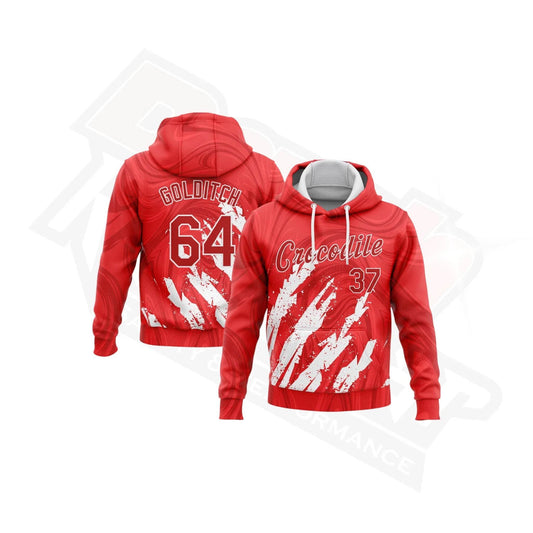 Custom Stitched Red & White 3D Pattern Sports Hoodie - Dash Racegear